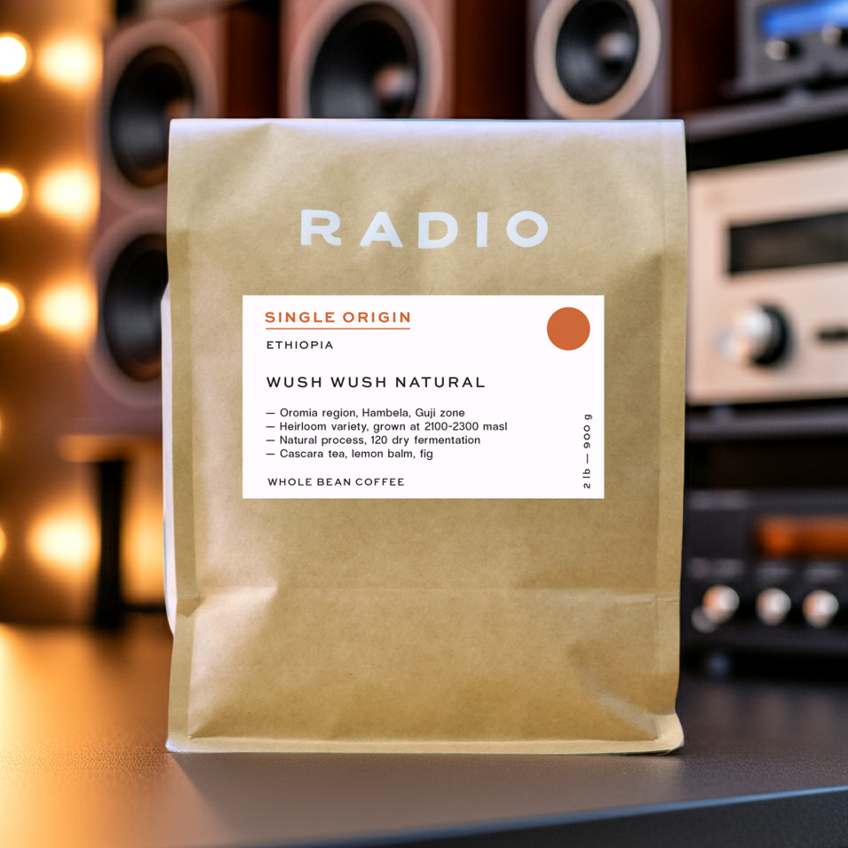 Single origin ethiopia whole bean Wush Wush Natural