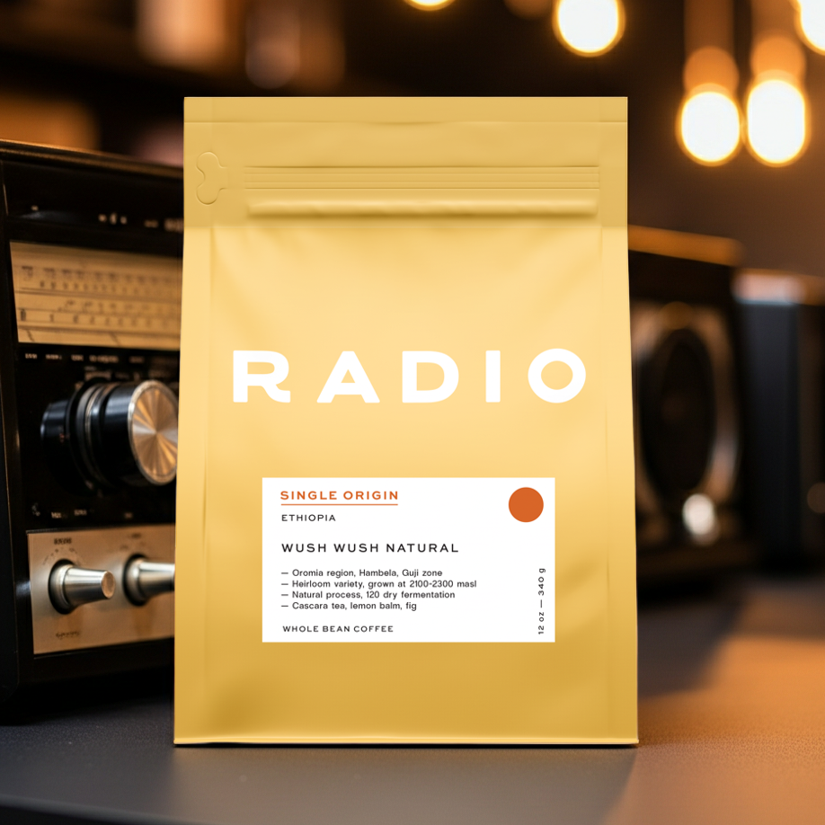Single origin ethiopia whole bean Wush Wush Natural