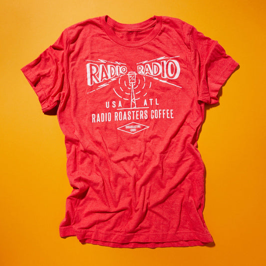 Radio Roasters Coffee S Radio Antenna Red Tee